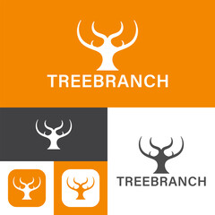 Tree with branch logo.Simple and creative icon style.Modern minimal. Vector illustration.