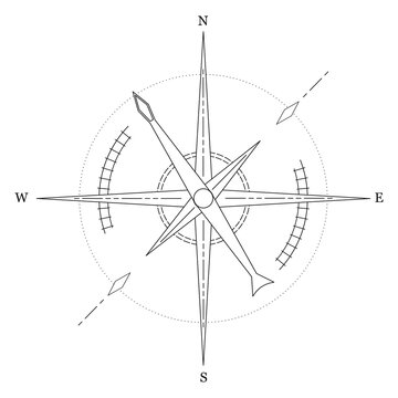 Simple sign of compass. Illustration on transparent background