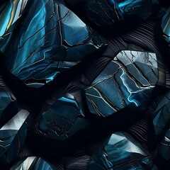 Close-up of blue and black stones obsidian ai generative