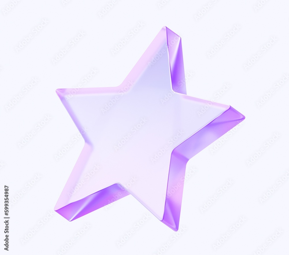 Fototapete glass star shape with colorful gradient. 3d rendering illustration for graphic design, presentation or background 