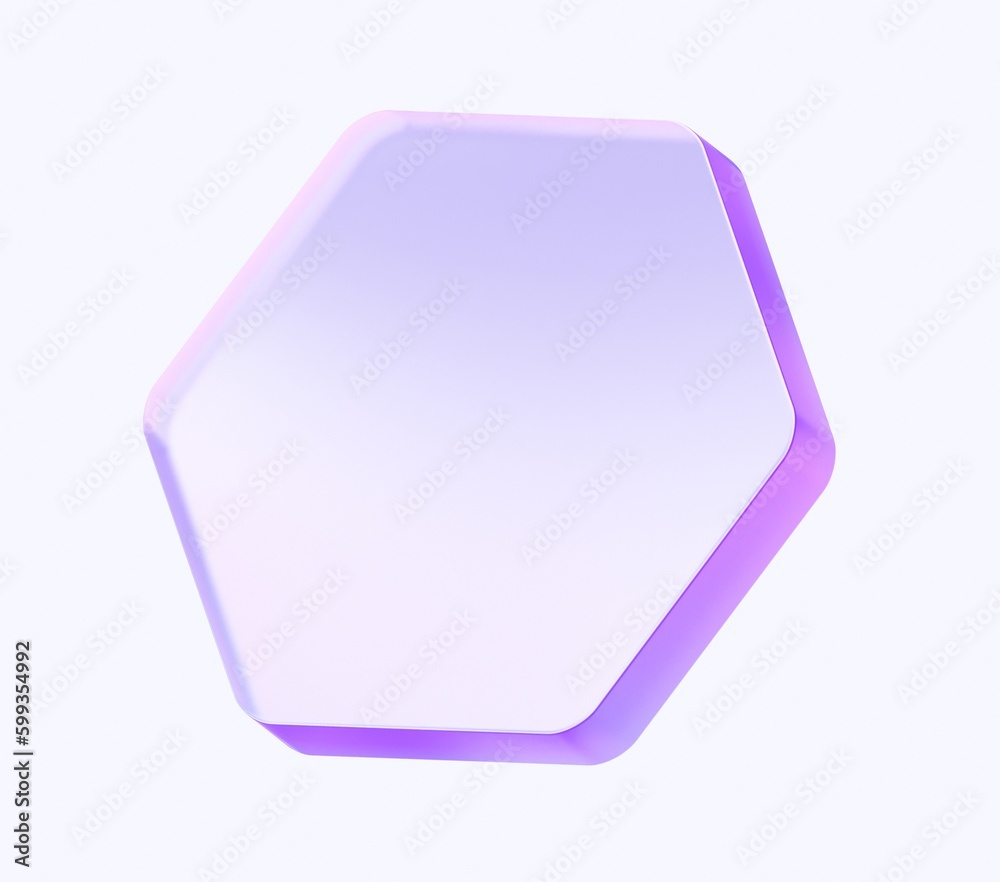 Fototapete glass hexagon shape with colorful gradient. 3d rendering illustration for graphic design, presentati