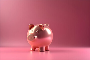 Piggy bank on a pink background, Generative AI