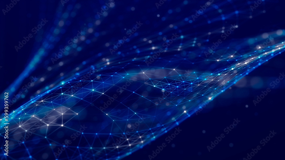 Poster Digital technology background. Network connection dots and lines. Futuristic background for presentation design. 3d