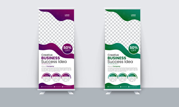 Roll up business template layout brochure leaflet-vector