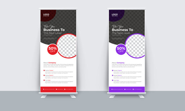 Roll up business template layout brochure leaflet-vector