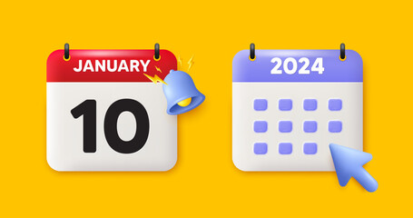 10th day of the month icon. Calendar date 3d icon. Event schedule date. Meeting appointment time. 10th day of January month. Calendar event reminder date. Vector