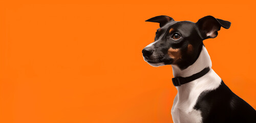 Portrait of a Dog in orange background created using generative ai