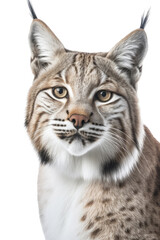 Fototapeta na wymiar an isolated Bobcat (Lynx rufus), portrait, preservation, elusive wildlife, Wildlife-themed, photorealistic illustration on a transparent background cutout in PNG. Generative AI