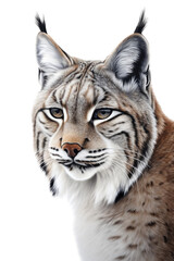an isolated Bobcat (Lynx rufus), portrait, preservation, elusive wildlife, Wildlife-themed, photorealistic illustration on a transparent background cutout in PNG. Generative AI