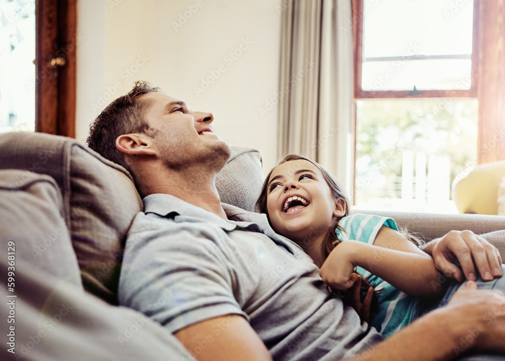 Sticker Dads the one shell always look up to. a father and his little daughter bonding together at home.