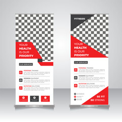 health fitness Retractable banner design print-ready template