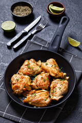 garlic rosemary thyme herbed fried chicken thighs