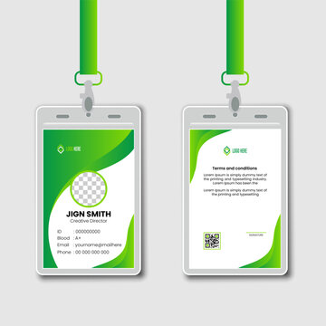 professional corporate id card template, clean id card design with realistic mockup