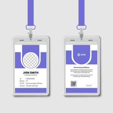 professional corporate id card template, clean id card design with realistic mockup