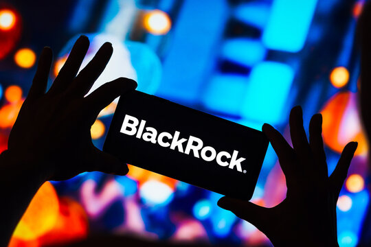 May 4, 2023, Brazil. In this photo illustration, the BlackRock, Inc. logo is displayed on a smartphone screen.