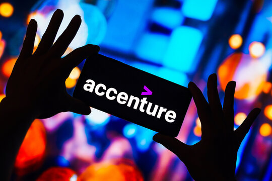 May 4, 2023, Brazil. In this photo illustration, the Accenture logo is displayed on a smartphone screen.