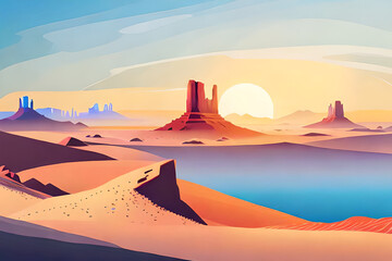 Fototapeta na wymiar Monument Valley lanscape. AI generated illustration