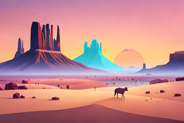 Plakat Monument Valley lanscape. AI generated illustration
