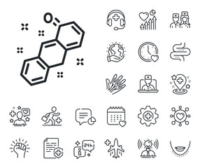 Chemistry lab sign. Online doctor, patient and medicine outline icons. Chemical formula line icon. Analysis symbol. Chemical formula line sign. Veins, nerves and cosmetic procedure icon. Vector