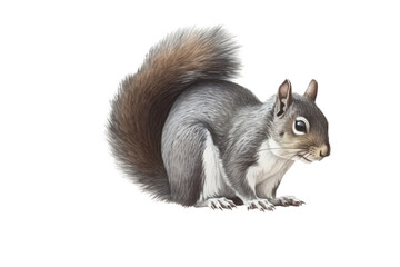an isolated Grey Squirrel, running, jumping, and sitting. Preservation, backyard wildlife, Wildlife-themed, photorealistic illustration on a transparent background cutout in PNG. generative ai