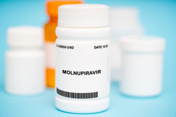 Molnupiravir medication In plastic vial