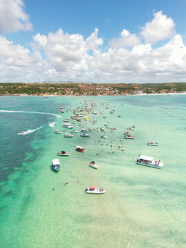 Aerial photo of the Caminho de Mois&eacute;s on Barra Grande beach in the city of Maragogi, Alagoas, Brazil