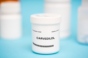 Carvedilol medication In plastic vial