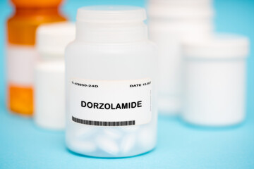 Dorzolamide medication In plastic vial