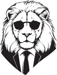 Lion in a business suit and sun glasses Vector Illustration, SVG