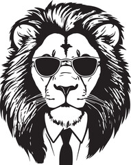 Lion in a business suit and sun glasses Vector Illustration, SVG