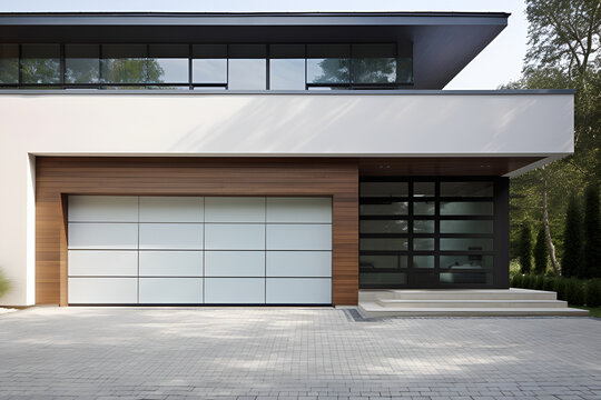 Modern White Garage Door: AI Generated Image
