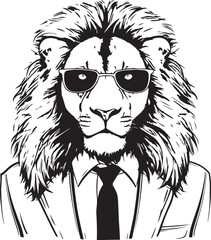 Lion in a business suit and sun glasses Vector Illustration, SVG