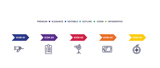 set of thin line icons. outline icons with infographic template. linear icons such as
