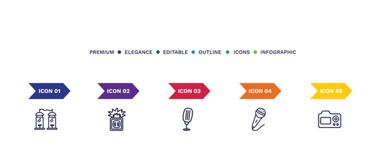 set of thin line icons. outline icons with infographic template. linear icons such as