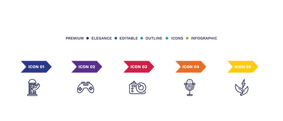 set of thin line icons. outline icons with infographic template. linear icons such as
