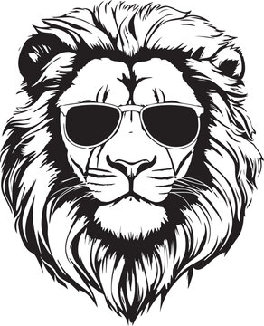 Lion in a business suit and sun glasses Vector Illustration, SVG