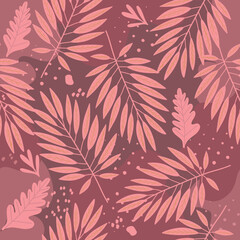 Fototapeta premium Image of beautiful hand-drawn tropical leaves. Vector Image can be used for designer wallpapers, for textile, packaging, printing or any desired idea.