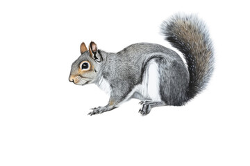 Obraz premium an isolated Grey Squirrel, running, jumping, and sitting. Preservation, backyard wildlife, Wildlife-themed, photorealistic illustration on a transparent background cutout in PNG. generative ai