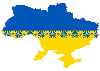 Fototapeta premium Blue and yellow illustration of Ukrainian map, Symbol of Ukraine