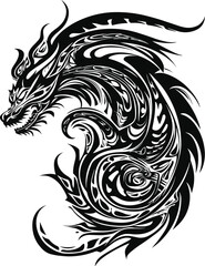 Dragon tatto design. Vector illustration. dragon tribal