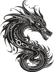 Dragon tatto design. Vector illustration. dragon tribal