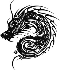 Dragon tatto design. Vector illustration. dragon tribal
