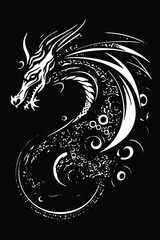 Dragon tatto design. Vector illustration. dragon tribal