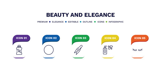 set of beauty and elegance thin line icons. beauty and elegance outline icons with infographic template. linear icons such as mouthwash, 1642645100876100-56.eps,,,,,, tweezers, shampoo bottle, two