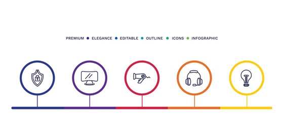 set of thin line icons. outline icons with infographic template. linear icons such as