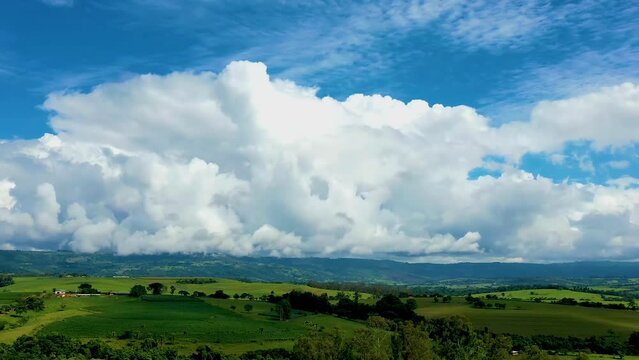 Agriculture Field At Campinas Sao Paulo Brazil. Timelapse Hyper Lapse. Nature Sky Sky Forest. Nature Drone View Sky Rural Up Above. Nature Forest Park Background. Campinas Sao Paulo.