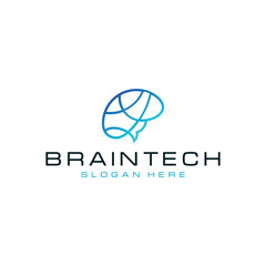 Brain Technology Logo Design Vector