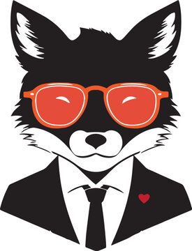 Fox in a business suit and sun glasses Vector Illustration, SVG
