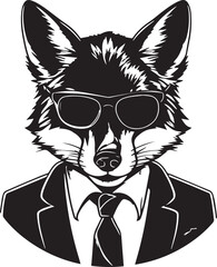 Fox in a business suit and sun glasses Vector Illustration, SVG