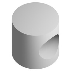 Abstract three-dimensional cylinder design element. 3d infographic presentation prism icon.
